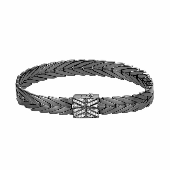 JOHN HARDY Modern Chain Diamond Chevron Link Sterling Silver Bracelet! - Picture 2 of 8
